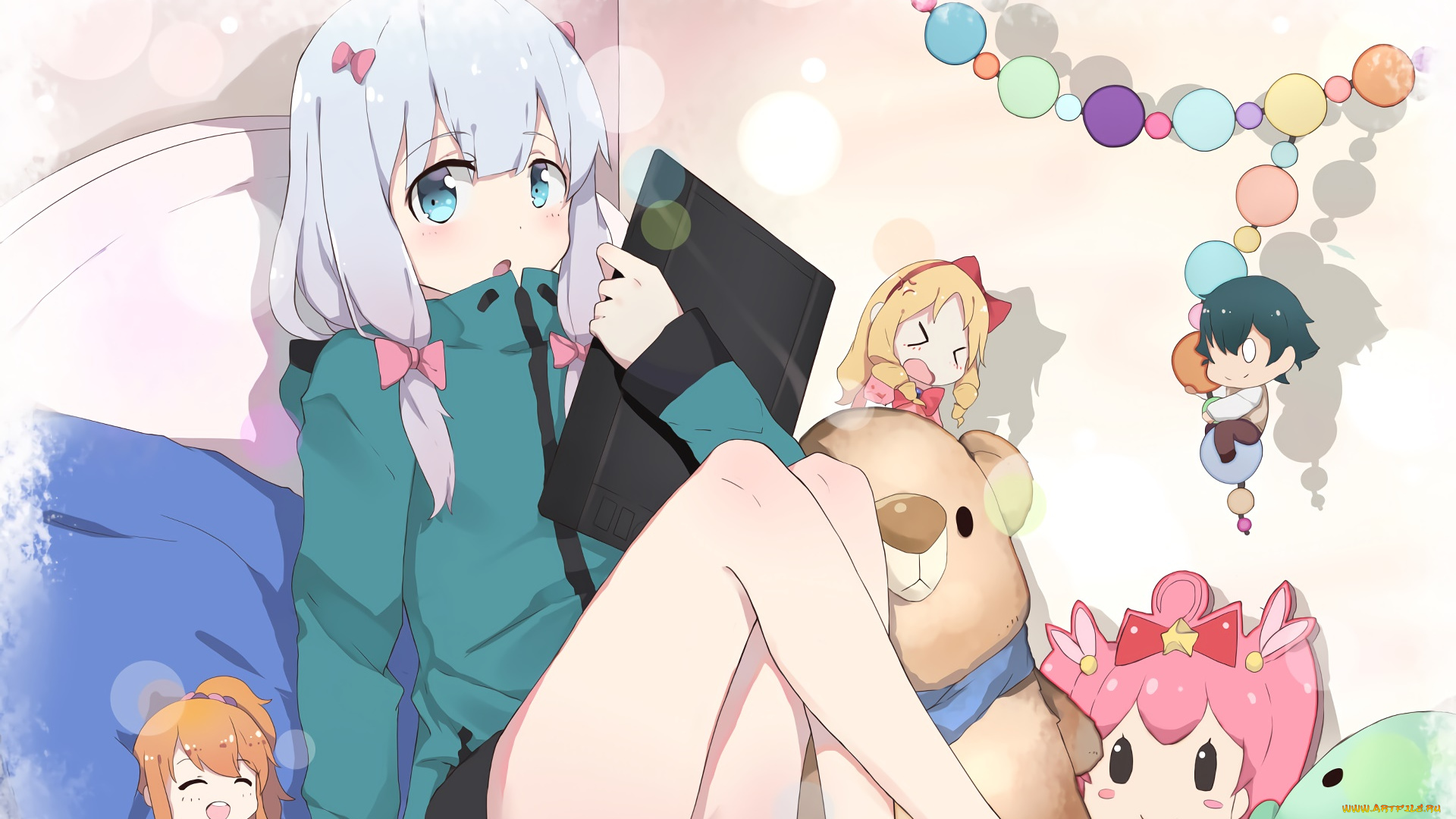 аниме, eromanga-sensei, девушка, взгляд, фон