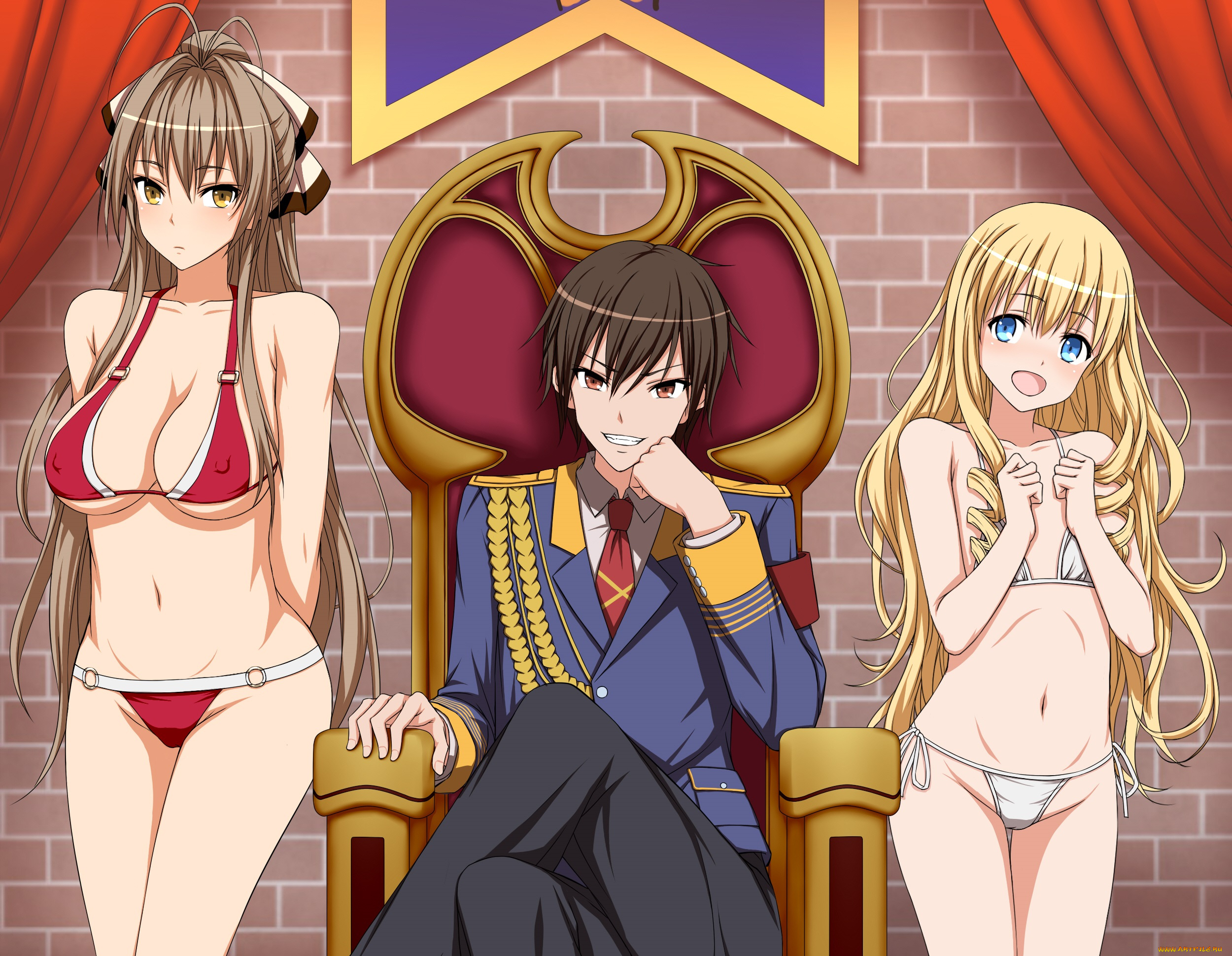 аниме, amagi, brilliant, park, девушки, парень