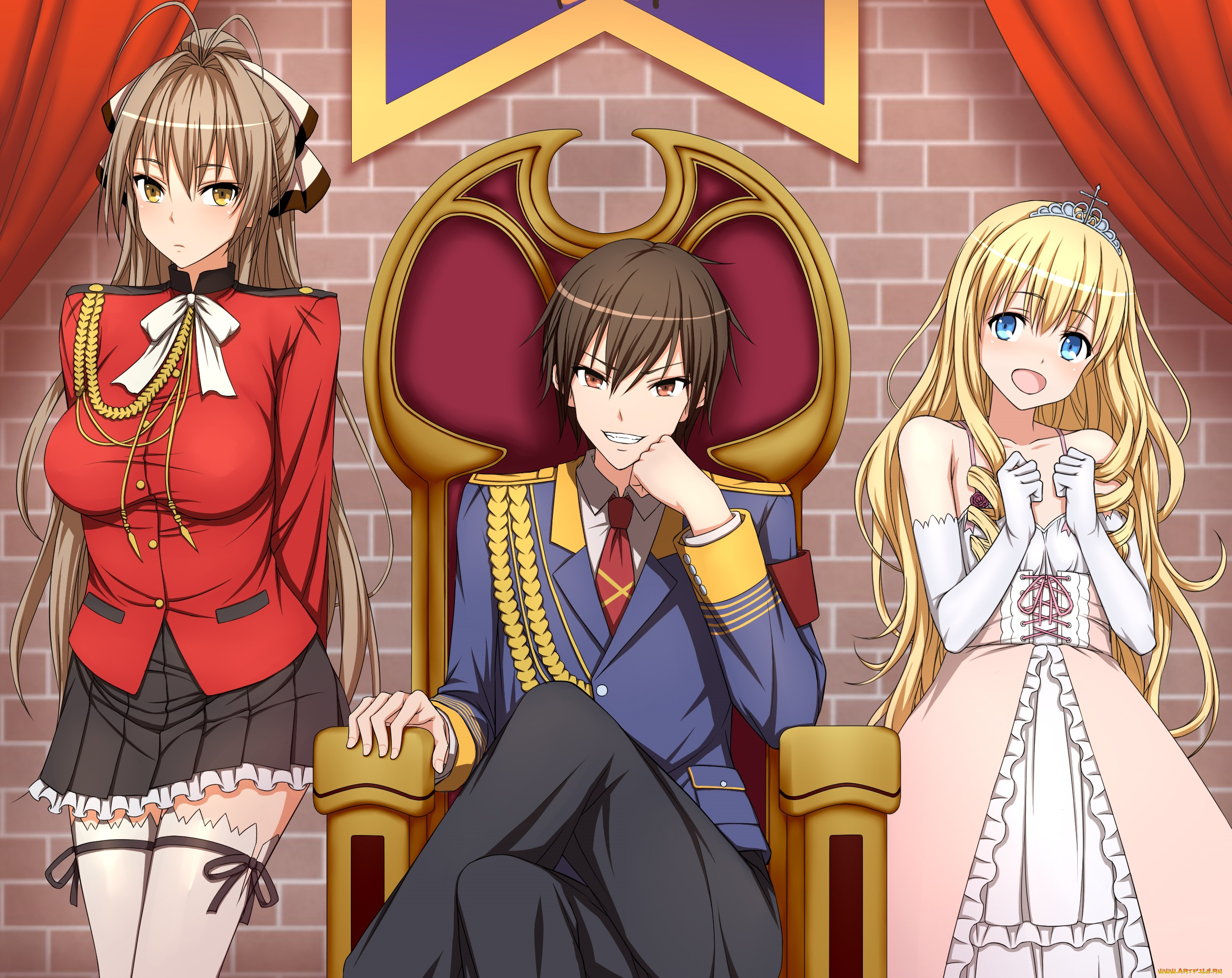 аниме, amagi, brilliant, park, парень, девушки