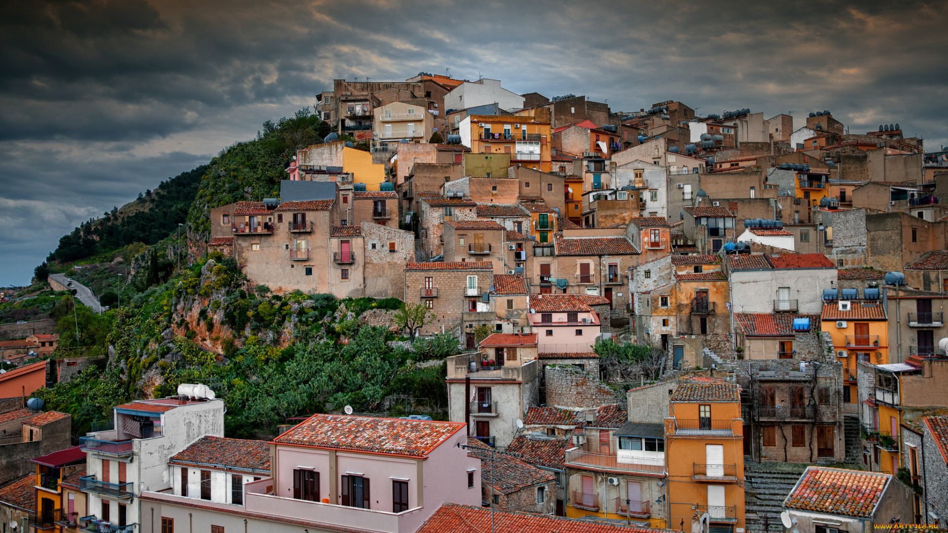 caccamo, sicily, italy, города, панорамы, каккамо, сицилия, италия, деревня