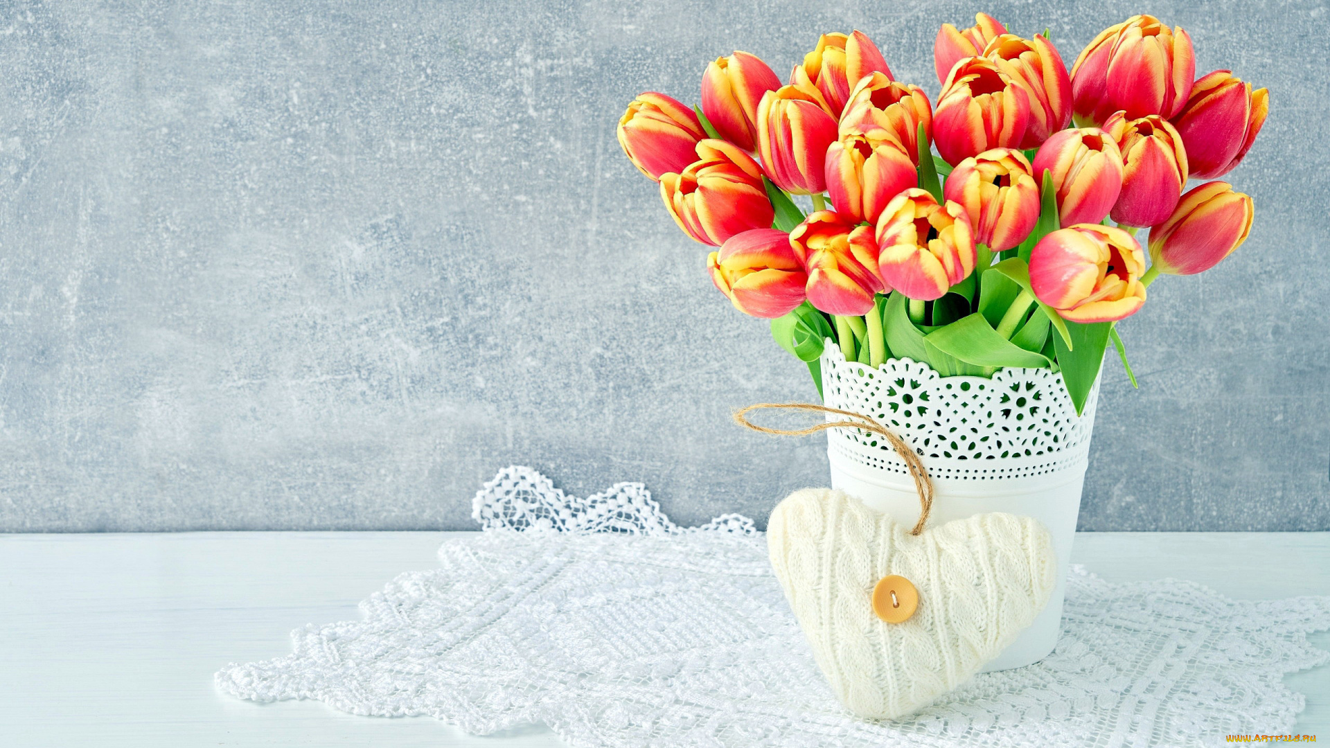 цветы, тюльпаны, ваза, бутоны