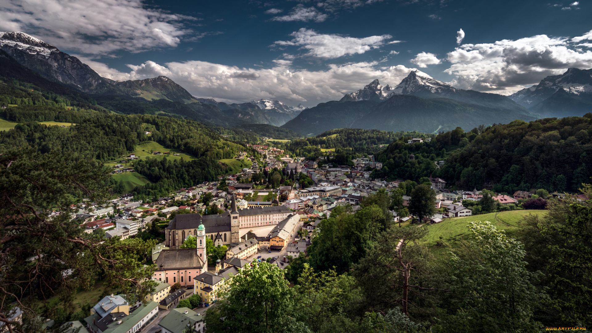 berchtesgaden, города, -, панорамы, горы