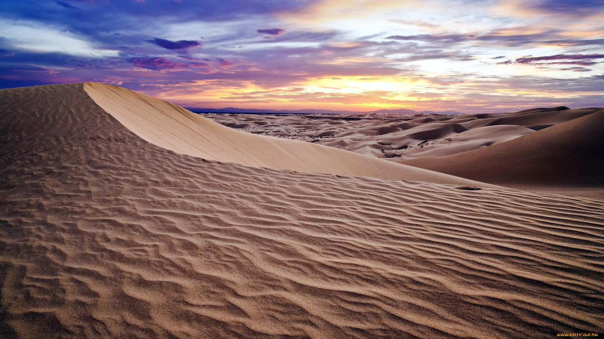 природа, пустыни, барханы, песок, пустыня, небо, облака, закат