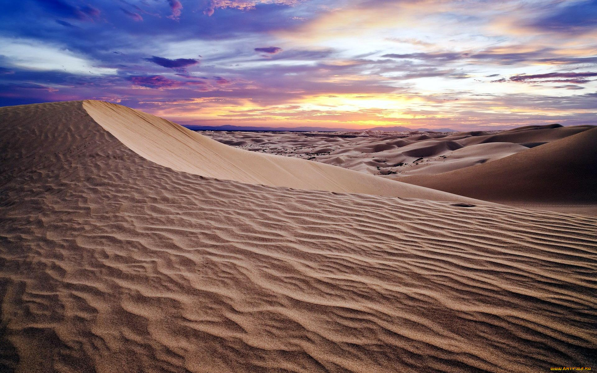 природа, пустыни, барханы, песок, пустыня, небо, облака, закат