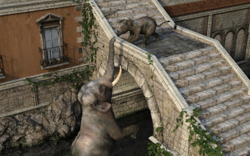 Картинка 3д+графика животные+ animals слон природа фон