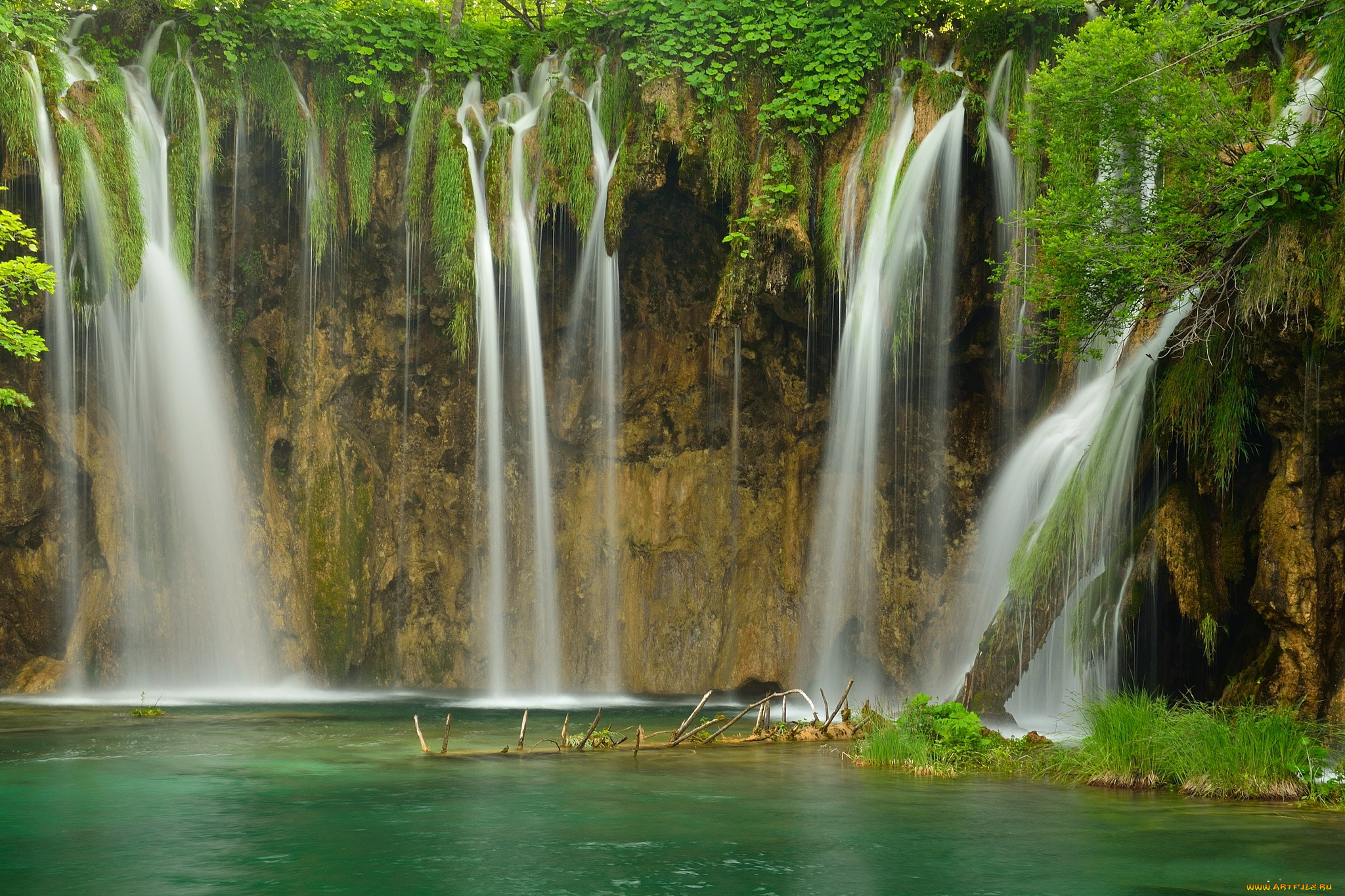 природа, водопады, водопад, река, лес