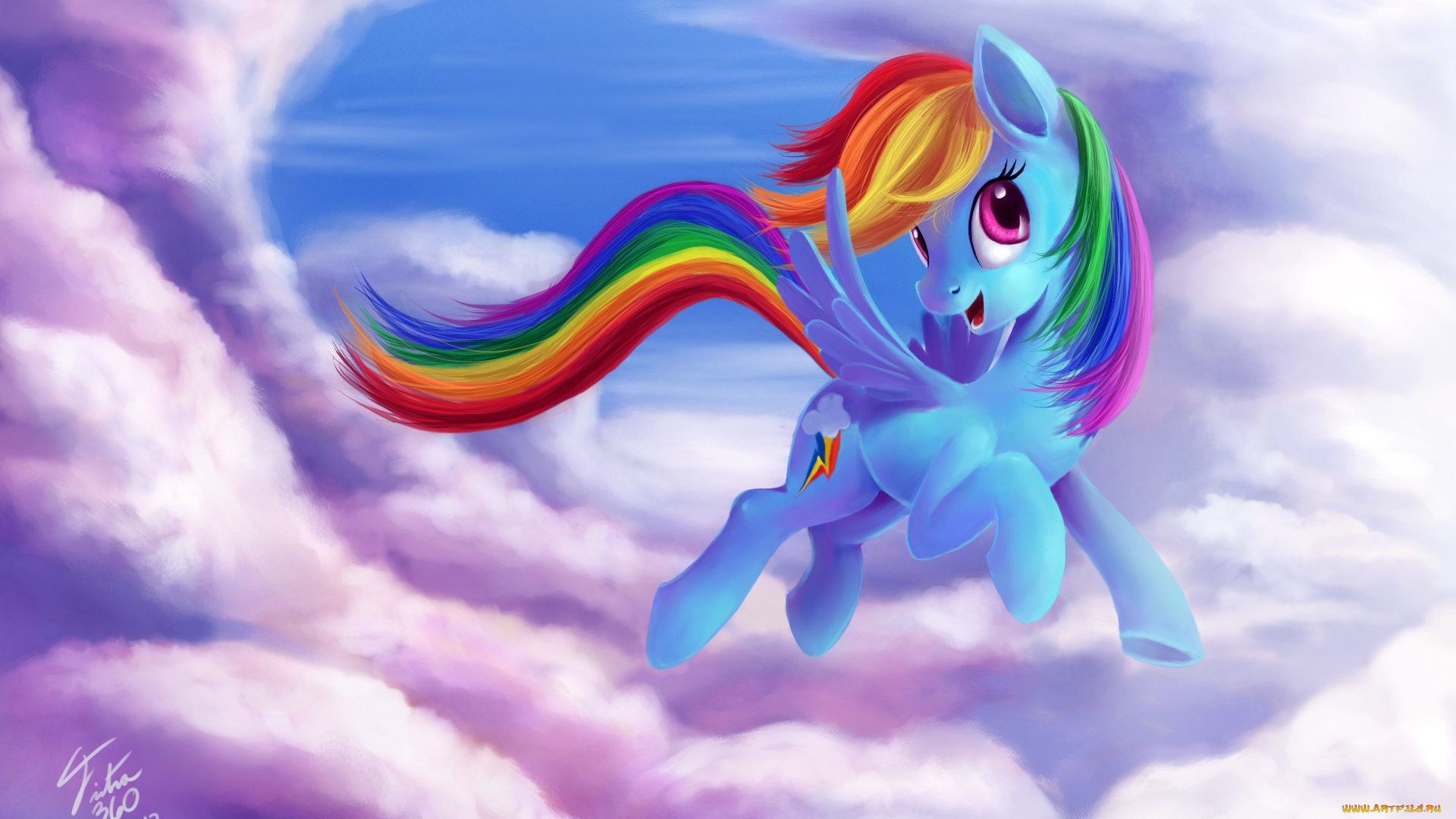 мультфильмы, my, little, pony, мультик, небо, арт, my, little, pony, friendship, is, magic, rainbow, dash