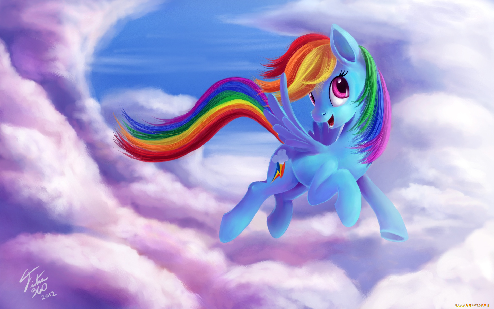 мультфильмы, my, little, pony, мультик, небо, арт, my, little, pony, friendship, is, magic, rainbow, dash