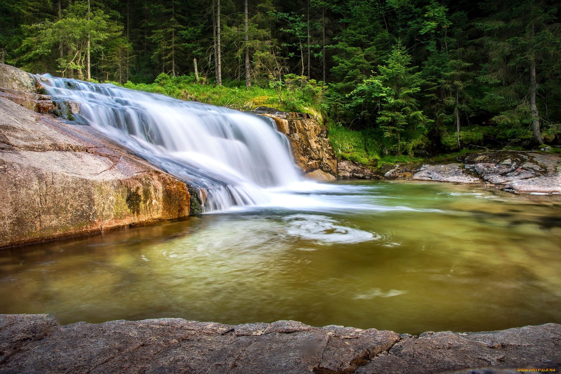 природа, водопады, вода, водопад, поток