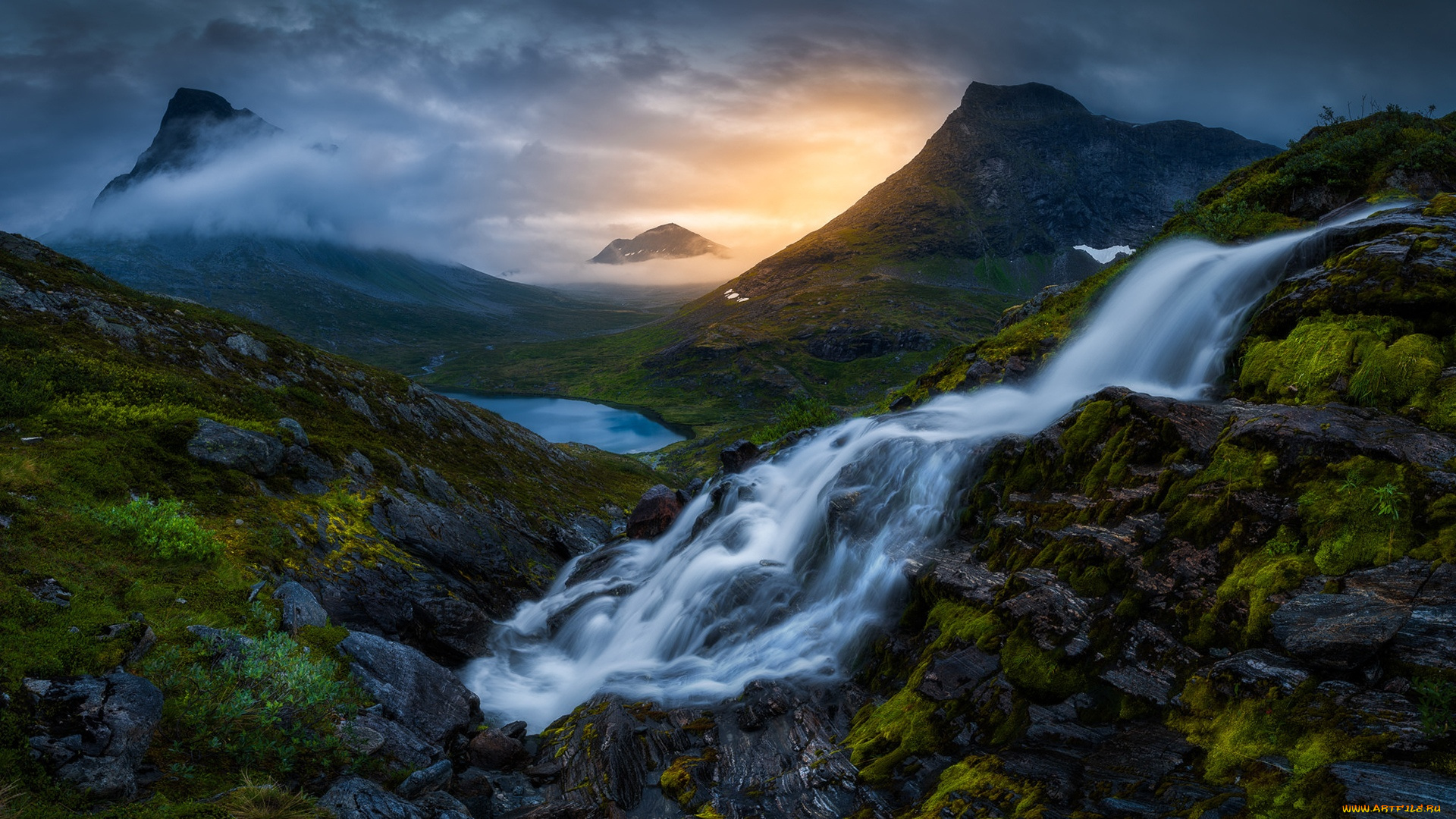 природа, водопады, долина, ромсдален, норвегия