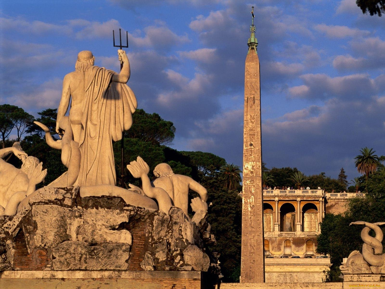 piazza, del, popolo, rome, italy, города, рим, ватикан, италия