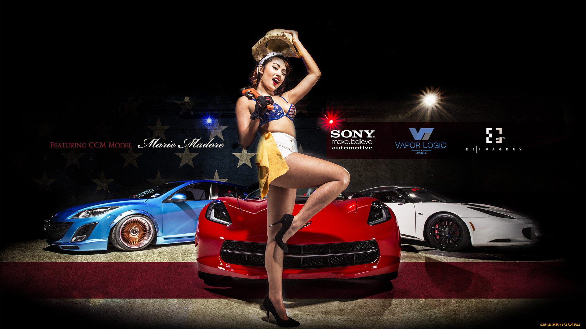 автомобили, авто, с, девушками, asian, girl, corvette, tuning, cars