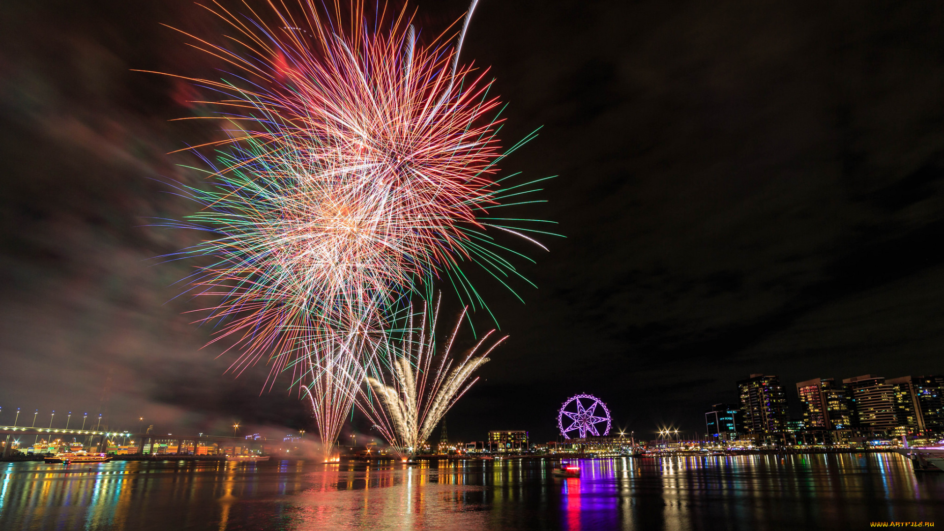 docklands, fireworks, города, мельбурн, , австралия, фейерверк, ночь