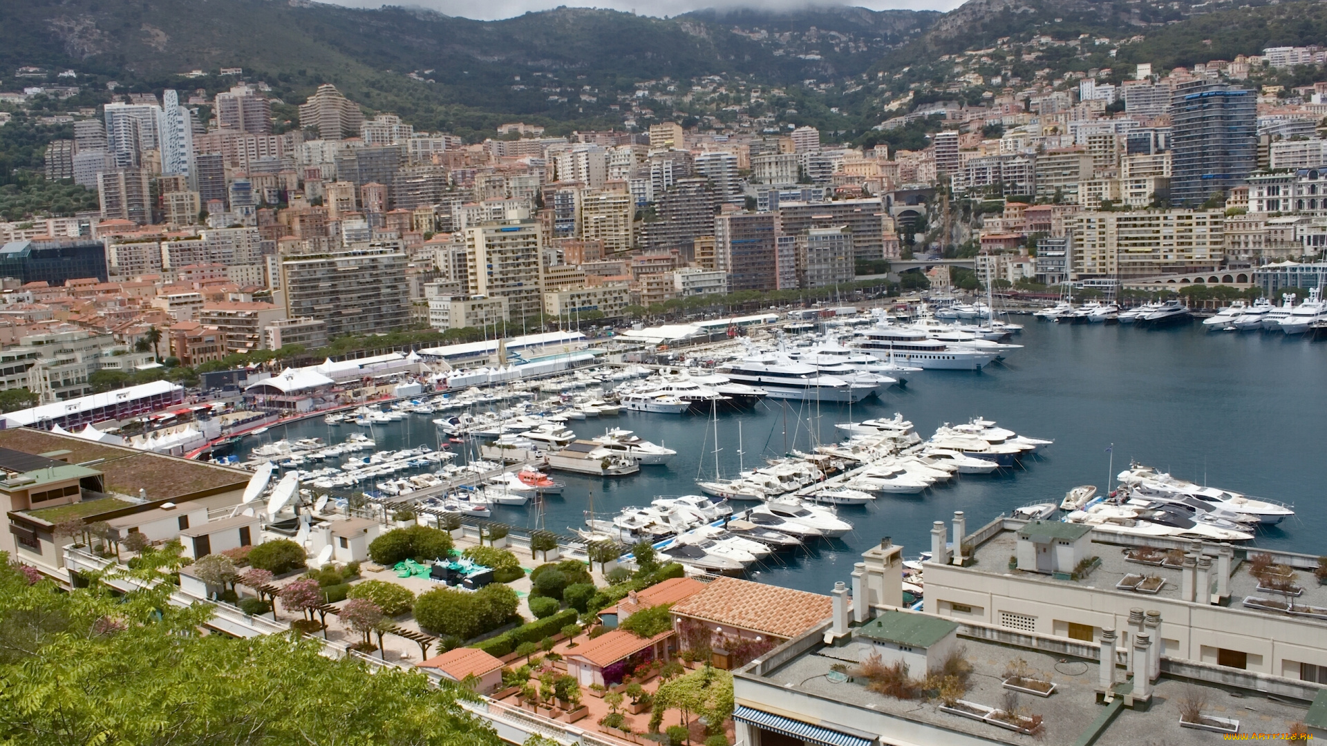 fontvieille, , monaco, города, фонвьей, , монако, катера, бухта, яхты, панорама, гавань, фонвьей, monaco, здания, порт