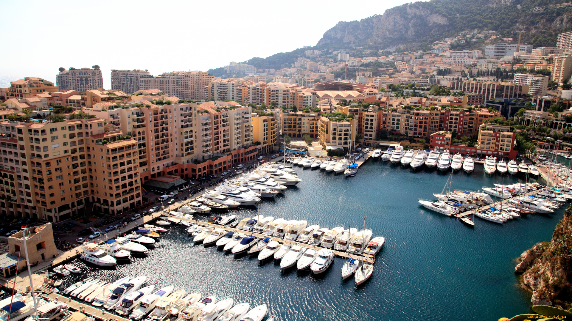 fontvieille, , monaco, города, фонвьей, , монако, здания, набережная, порт, причалы, катера, яхты, гавань, бухта, панорама, monaco, фонвьей