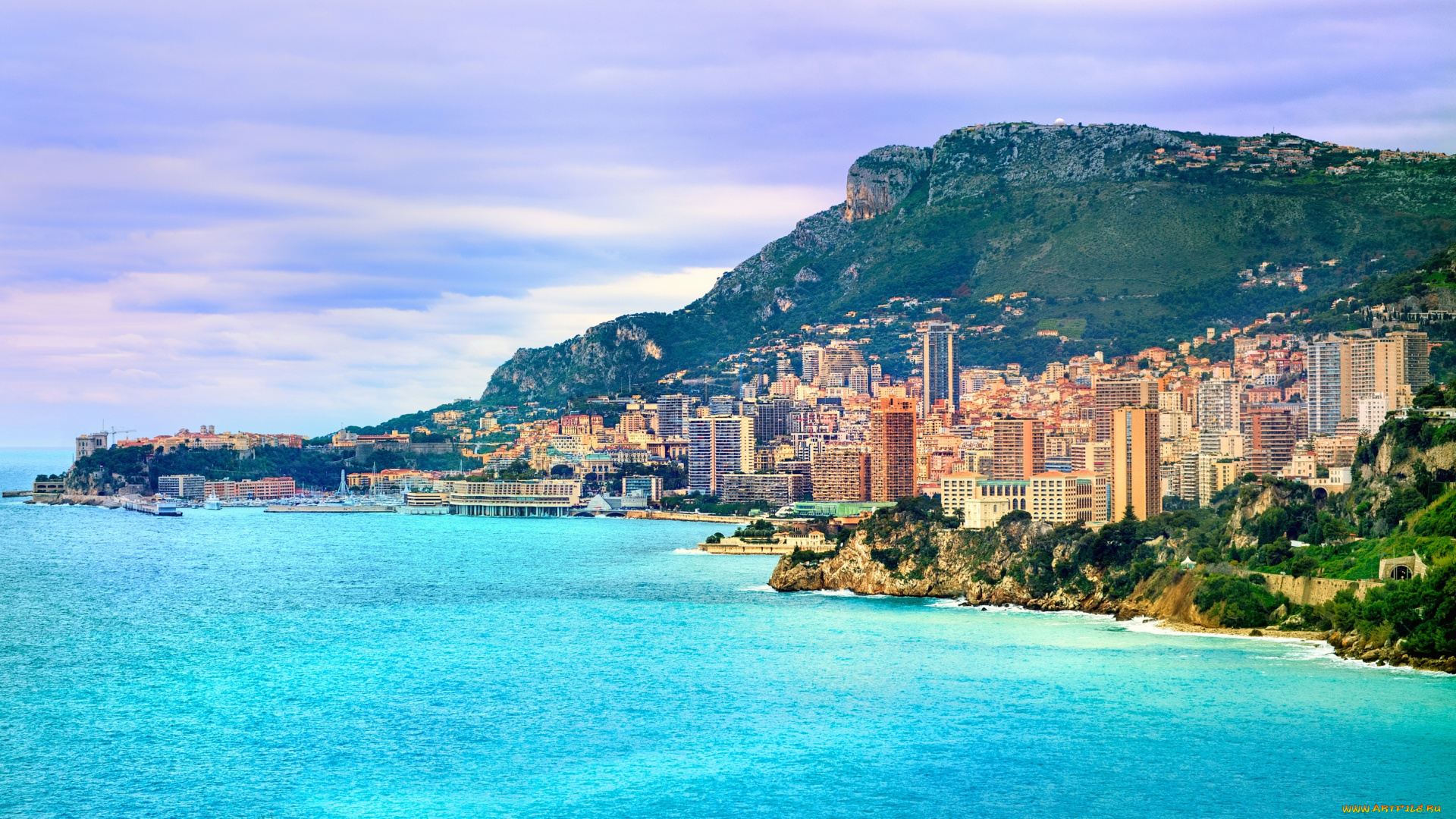 monaco, города, монако, , монако, ligurian, sea, гора, здания, побережье, лигурийское, море, панорама