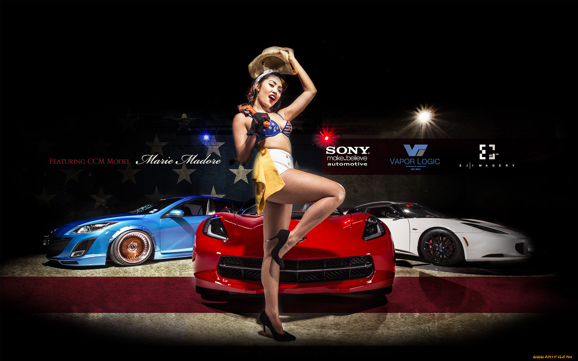 автомобили, авто, с, девушками, asian, girl, corvette, tuning, cars