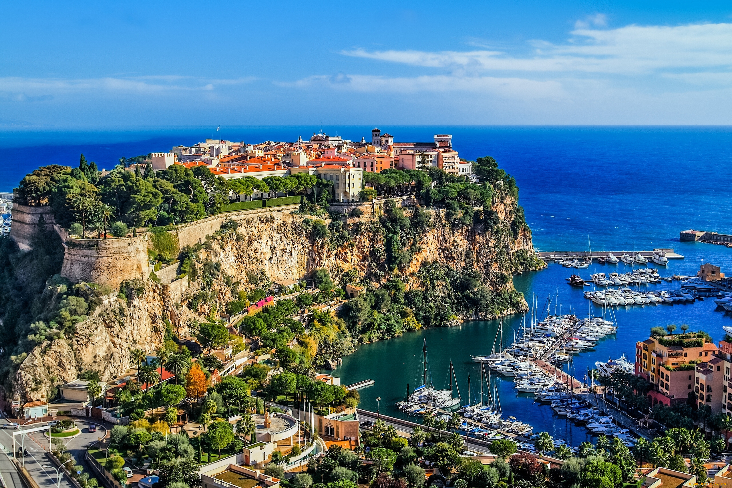 monaco, города, монако, , монако, лигурийское, море, гавань, бухта, ligurian, sea, скала, панорама, яхты, порт
