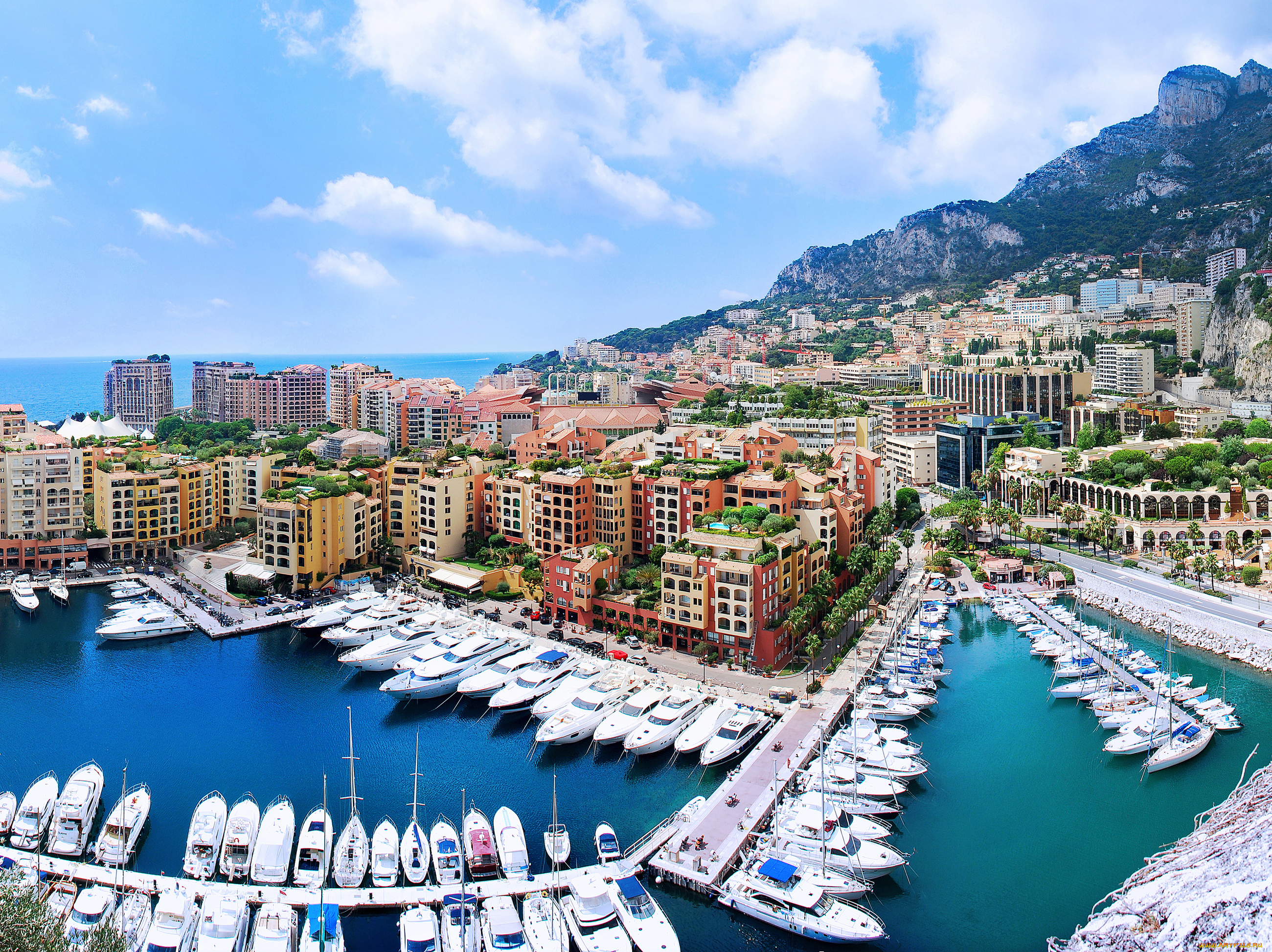 fontvieille, , monaco, города, фонвьей, , монако, причалы, monaco, набережная, порт, здания, катера, яхты, бухта, гавань, панорама, фонвьей