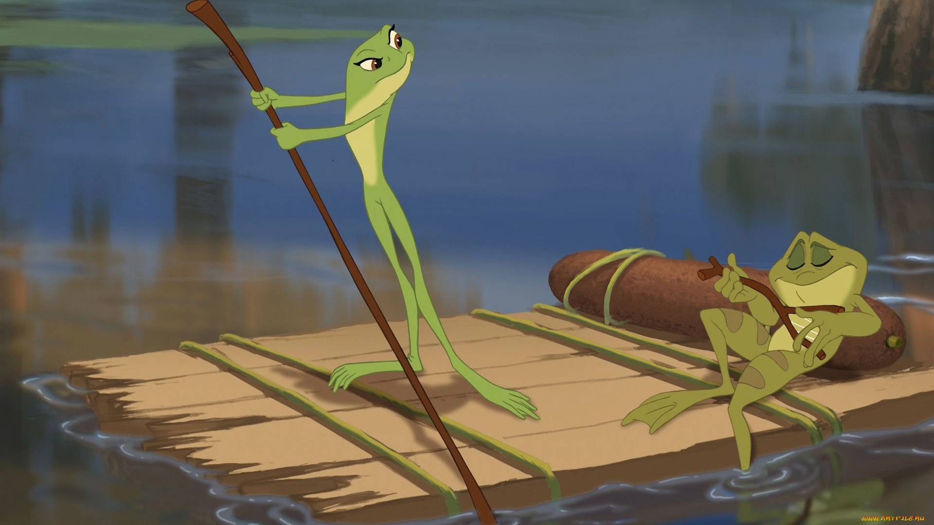 мультфильмы, the, princess, and, the, frog, лягушки, плот, водоем