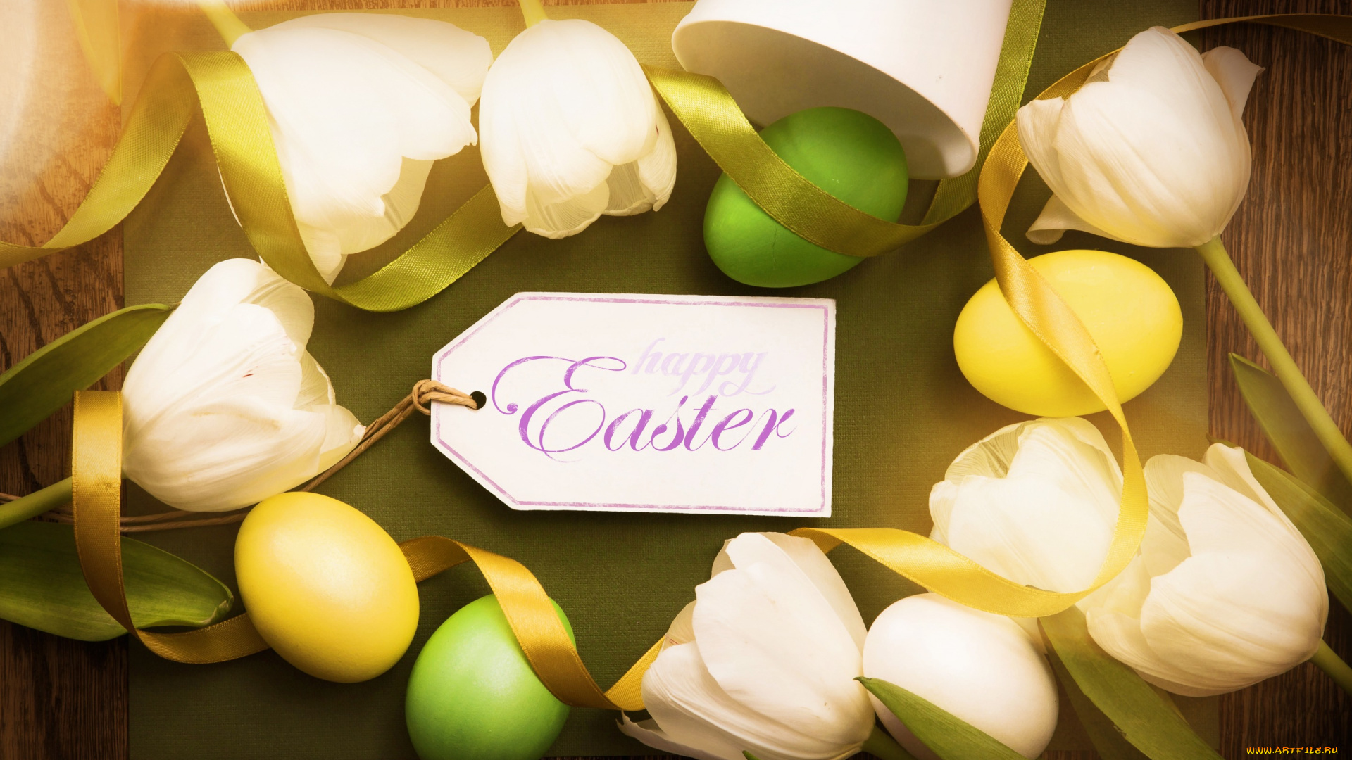 праздничные, пасха, tender, happy, decoration, eggs, easter, spring, tulips, wood, тюльпаны
