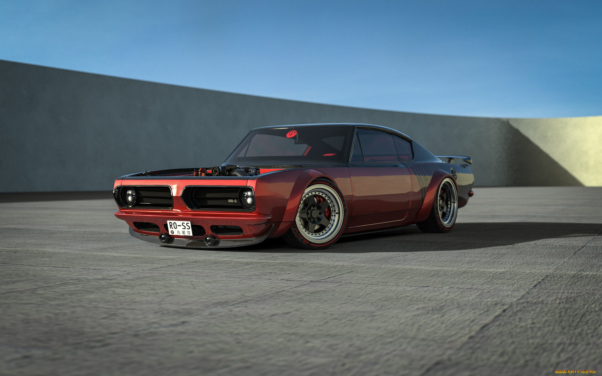 plymouth, barracuda, 1968, автомобили, 3д, plymouth, barracuda, 1968, restomod, tuning, car, тюнинг, авто