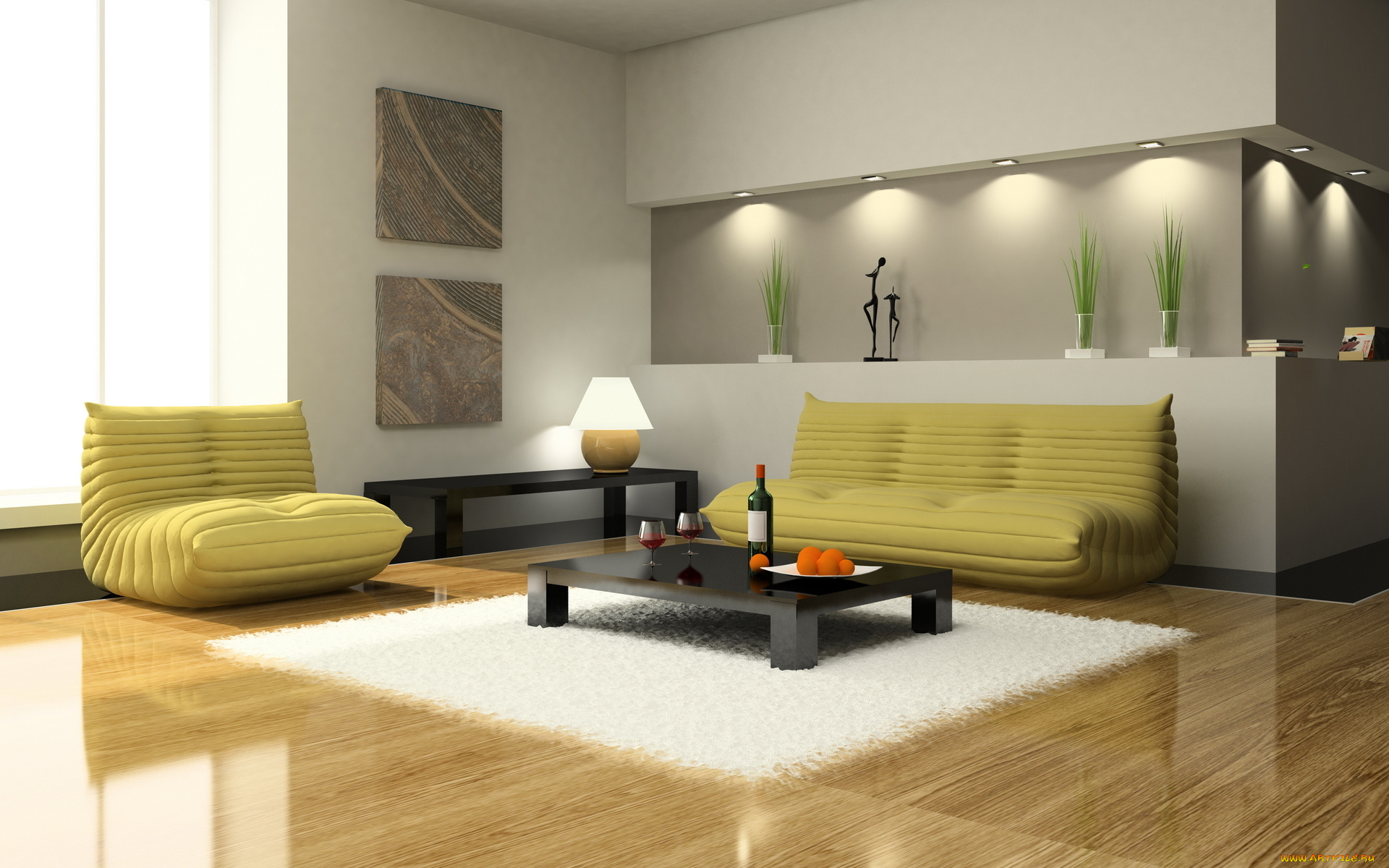 3д, графика, realism, реализм, диван, кресло, столик, интерьер, дизайн, гостиная