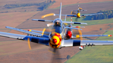 Картинка авиация лёгкие одномоторные самолёты группа p-51 mustangs полёт