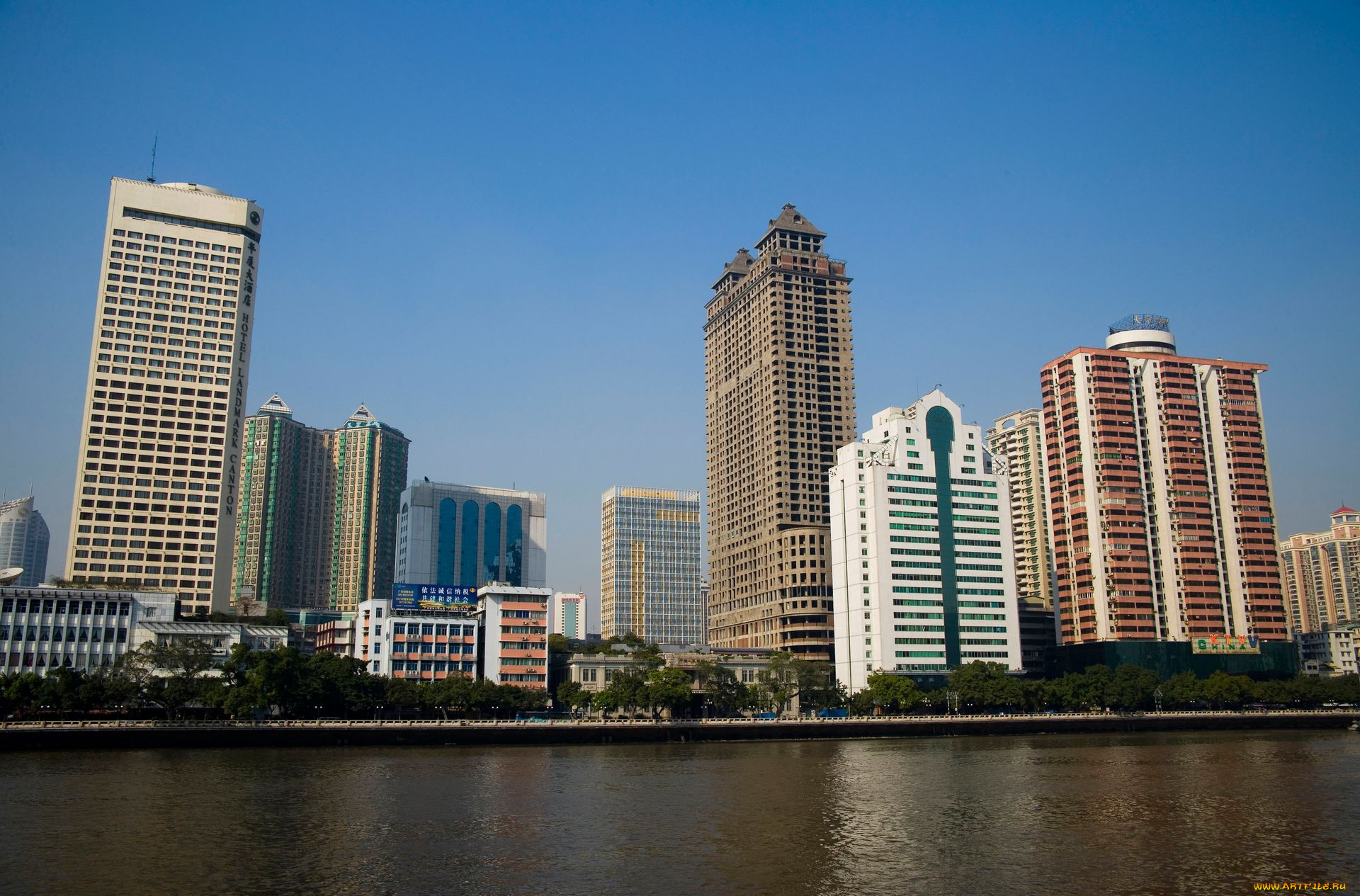 города, панорамы, китай, гуанчжоу, guangzhou, china