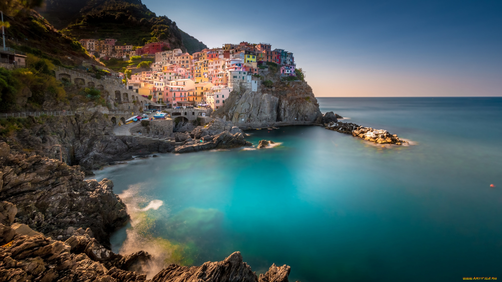 manarola, @italia, города, амальфийское, и, лигурийское, побережье, , италия, море, скала, городок