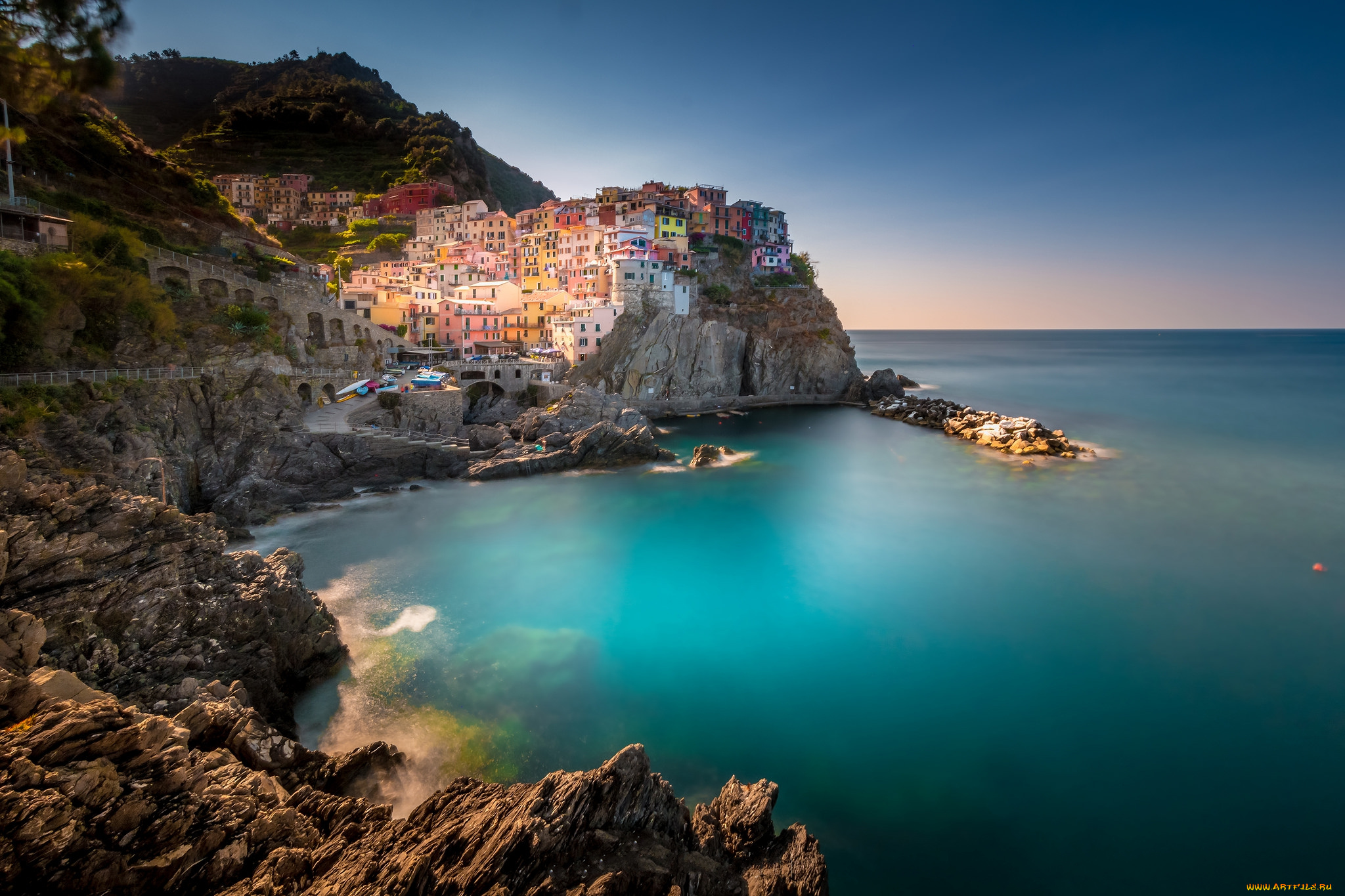 manarola, @italia, города, амальфийское, и, лигурийское, побережье, , италия, море, скала, городок