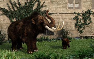 Картинка 3д+графика животные+ animals фон мамонт