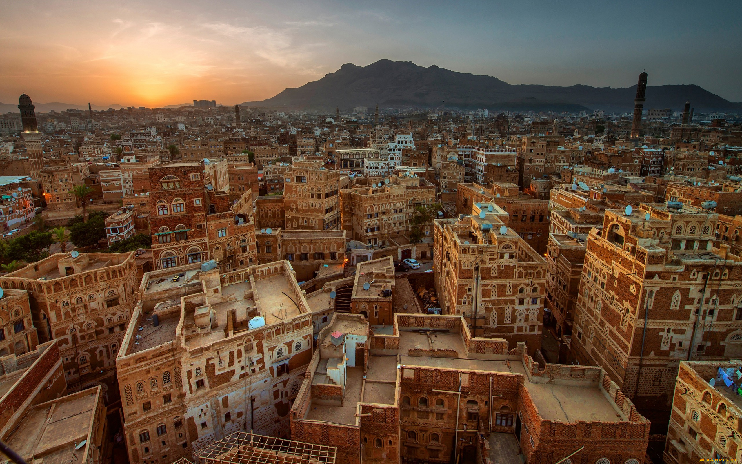 sanaa, , capital, of, yemen, города, -, столицы, государств, столица, йемена, cана, вечер, закат, жилые, здания, аравийский, полуостров, архитектура, дома