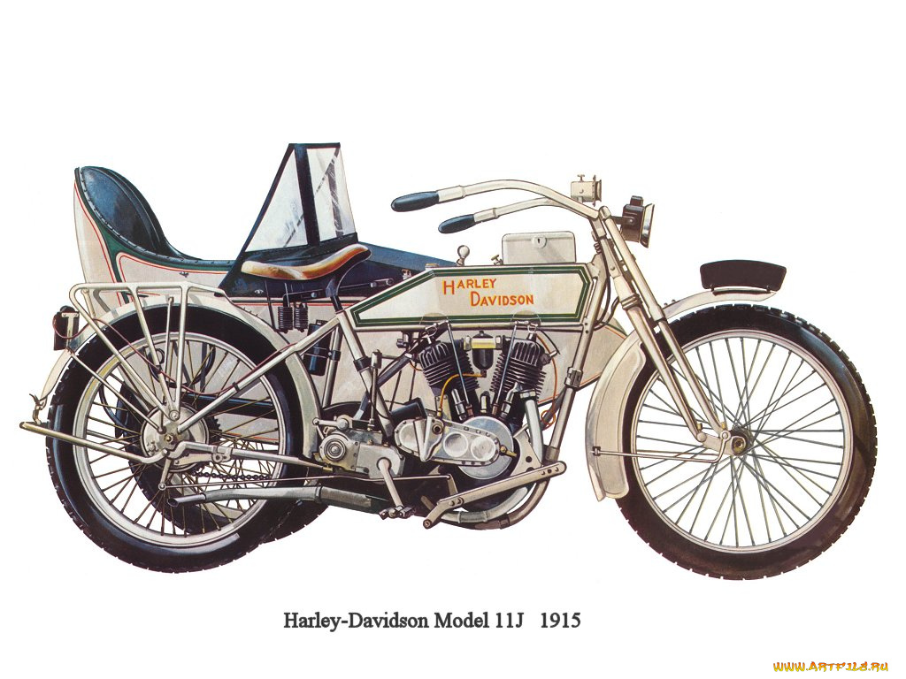 hd, 1915, мотоциклы, рисованные