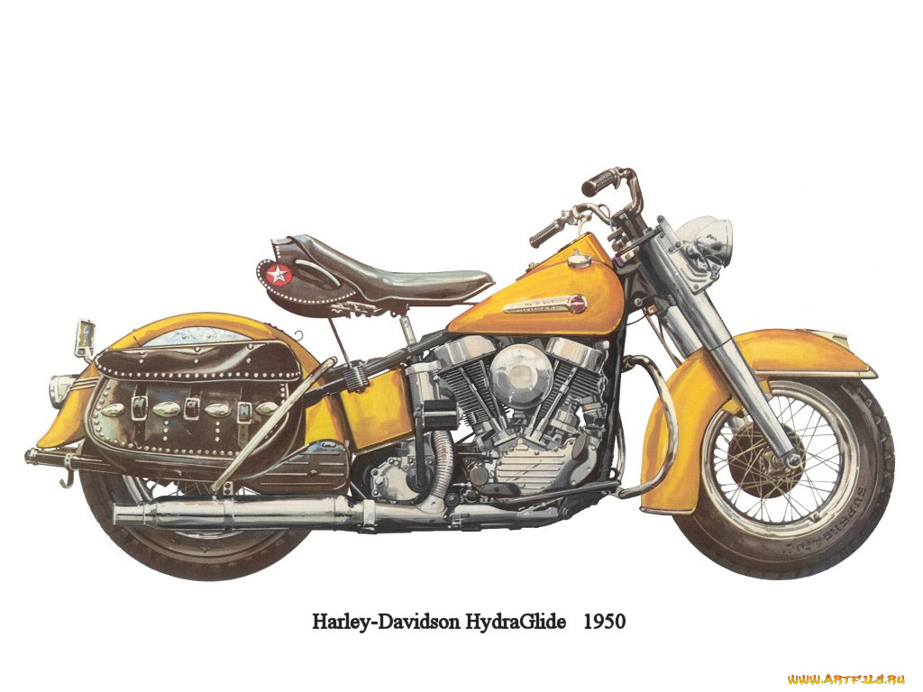 hd, 1950, мотоциклы, рисованные