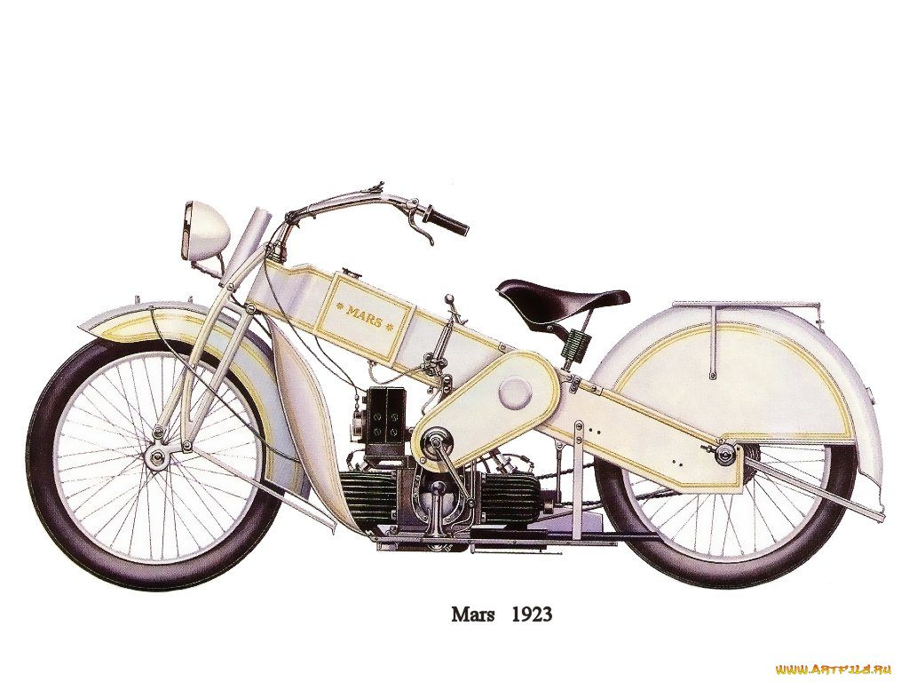 mars, 1923, мотоциклы, рисованные