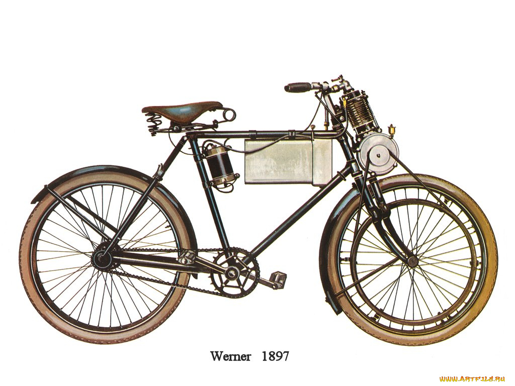 werner, 1897, мотоциклы, рисованные