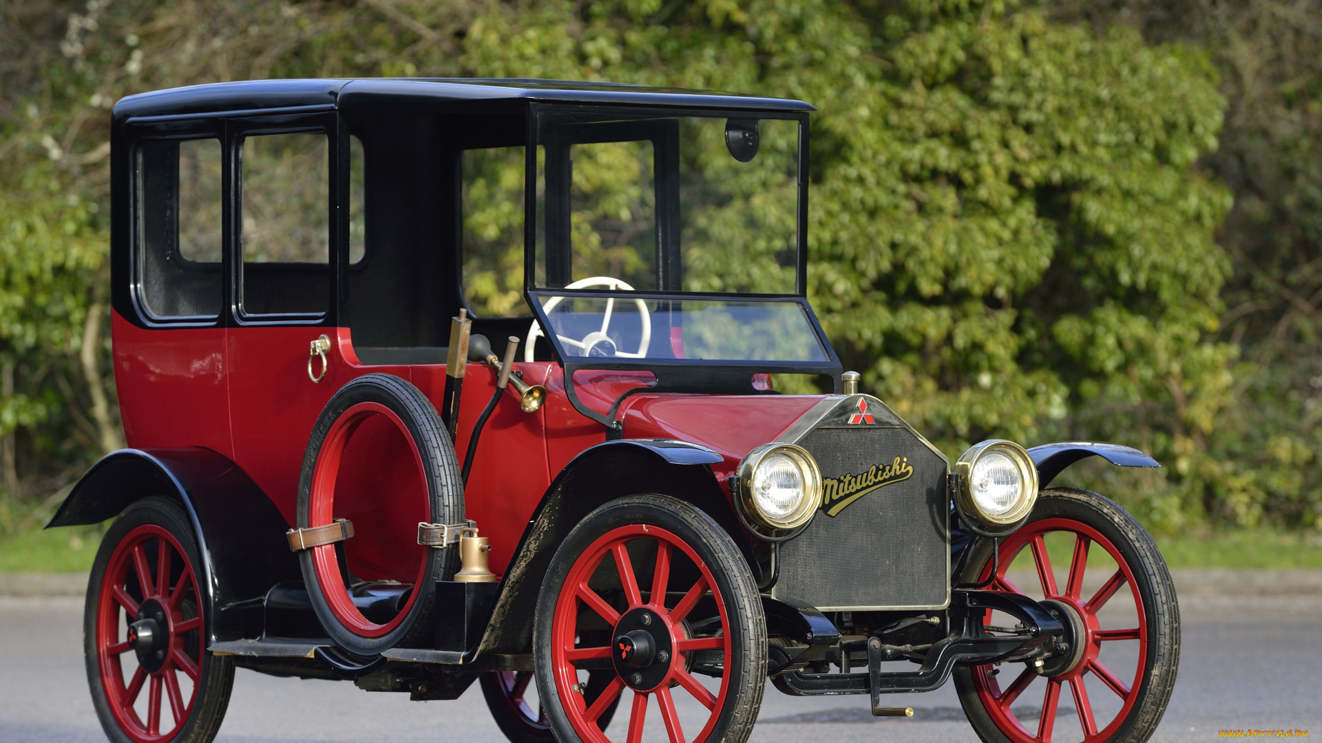 автомобили, классика, model, a, mitsubishi, красный, 1917г