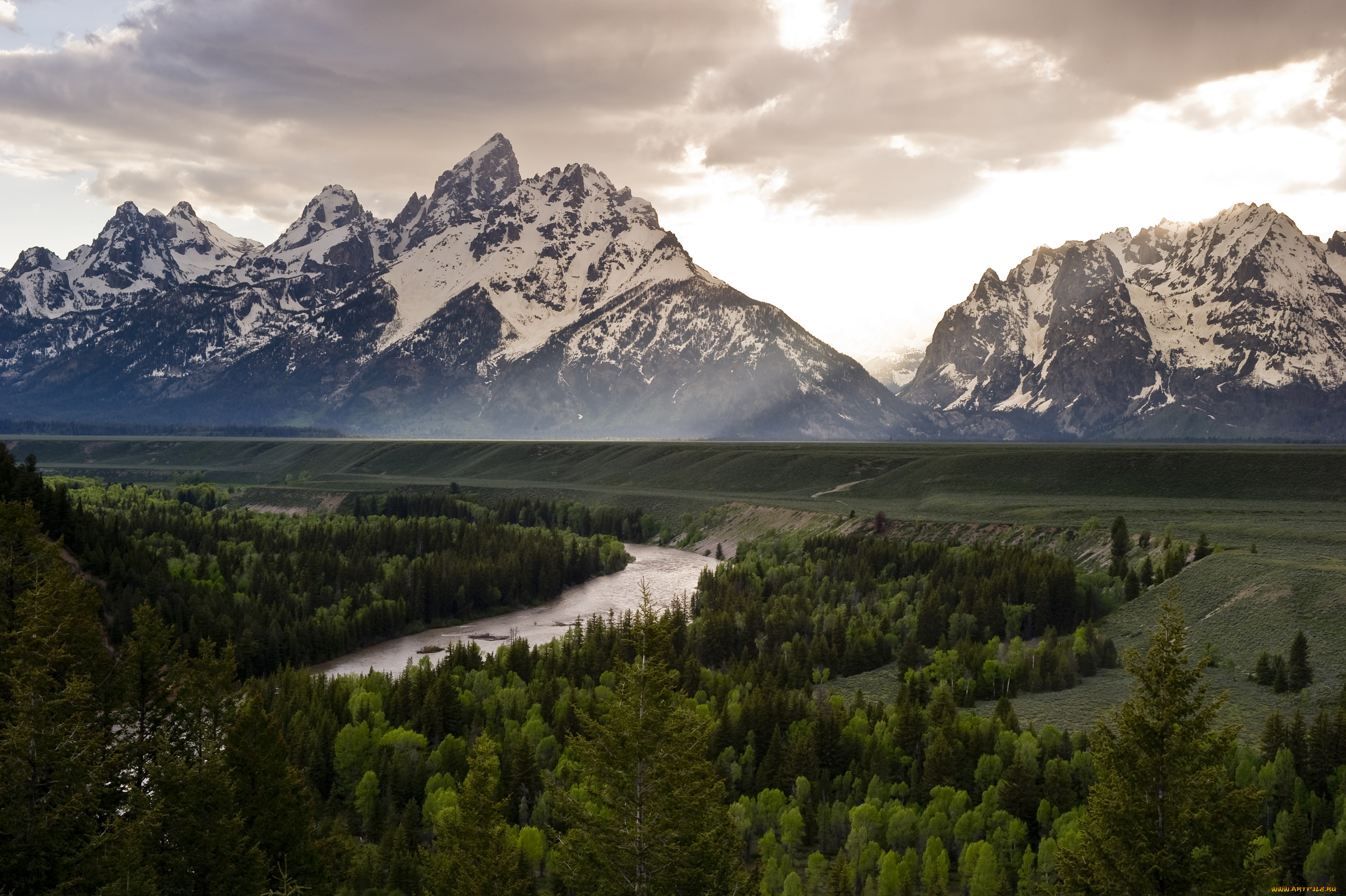 grand, teton, national, park, природа, пейзажи, горы, парк, монтана, пейзаж, трава, лес, сша, река