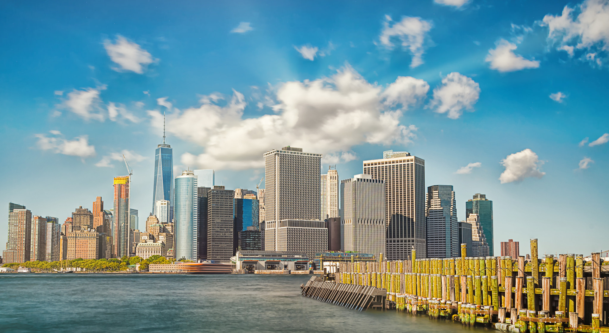 new, york, harbor, города, нью-йорк, , сша, небоскребы, гавань, бухта