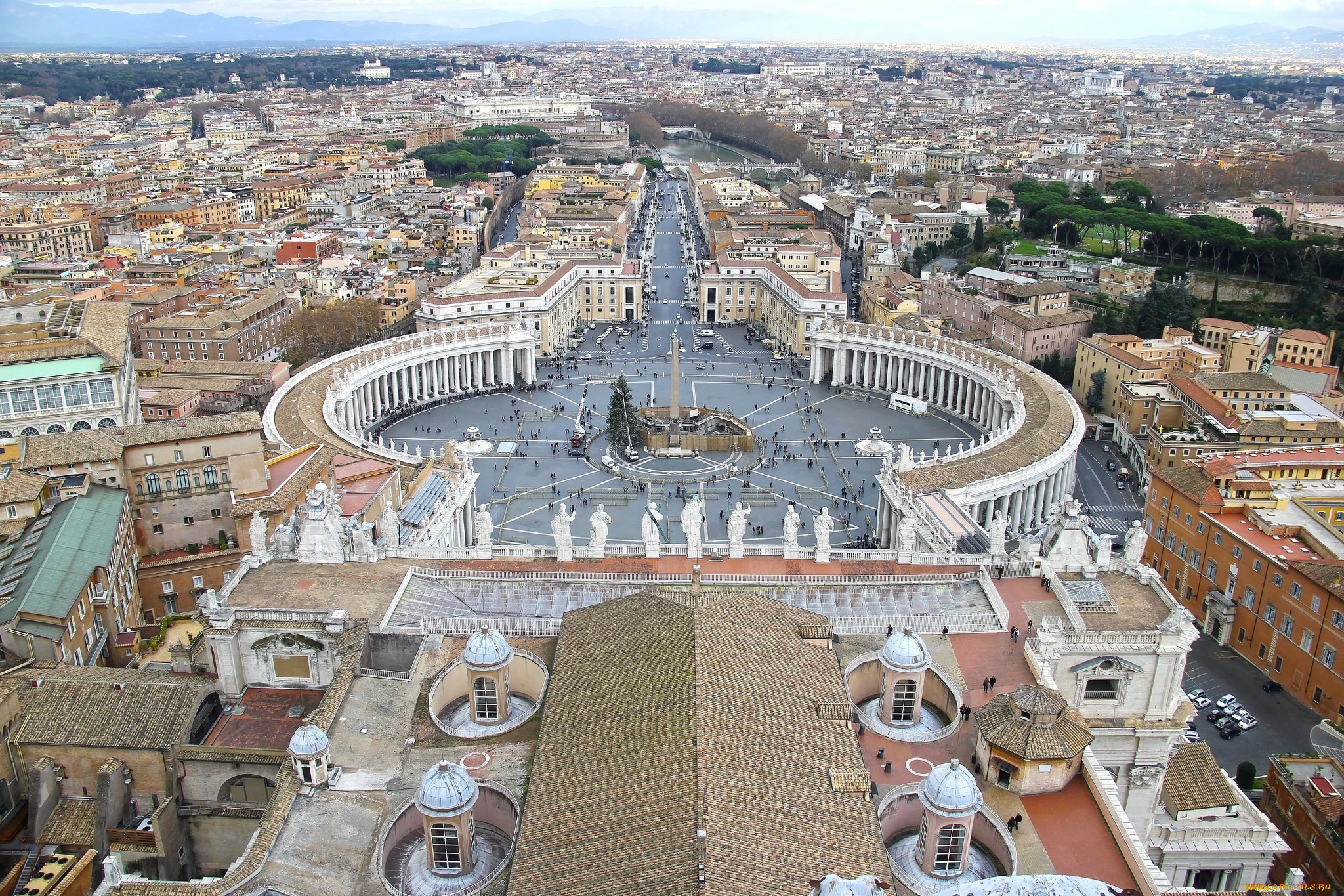 piazza, san, pietro, города, рим, , ватикан, , италия, панорама, обзор