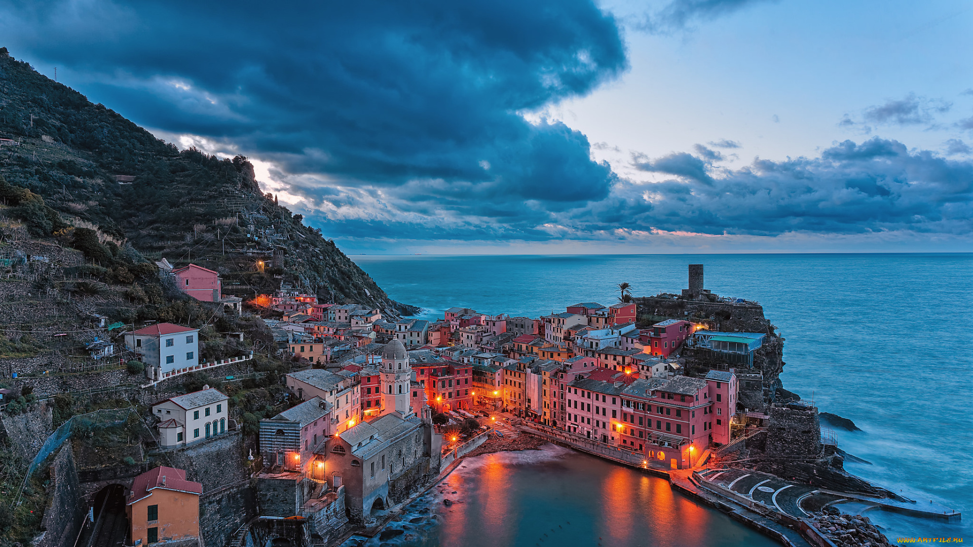 vernazza, города, -, панорамы, побережье