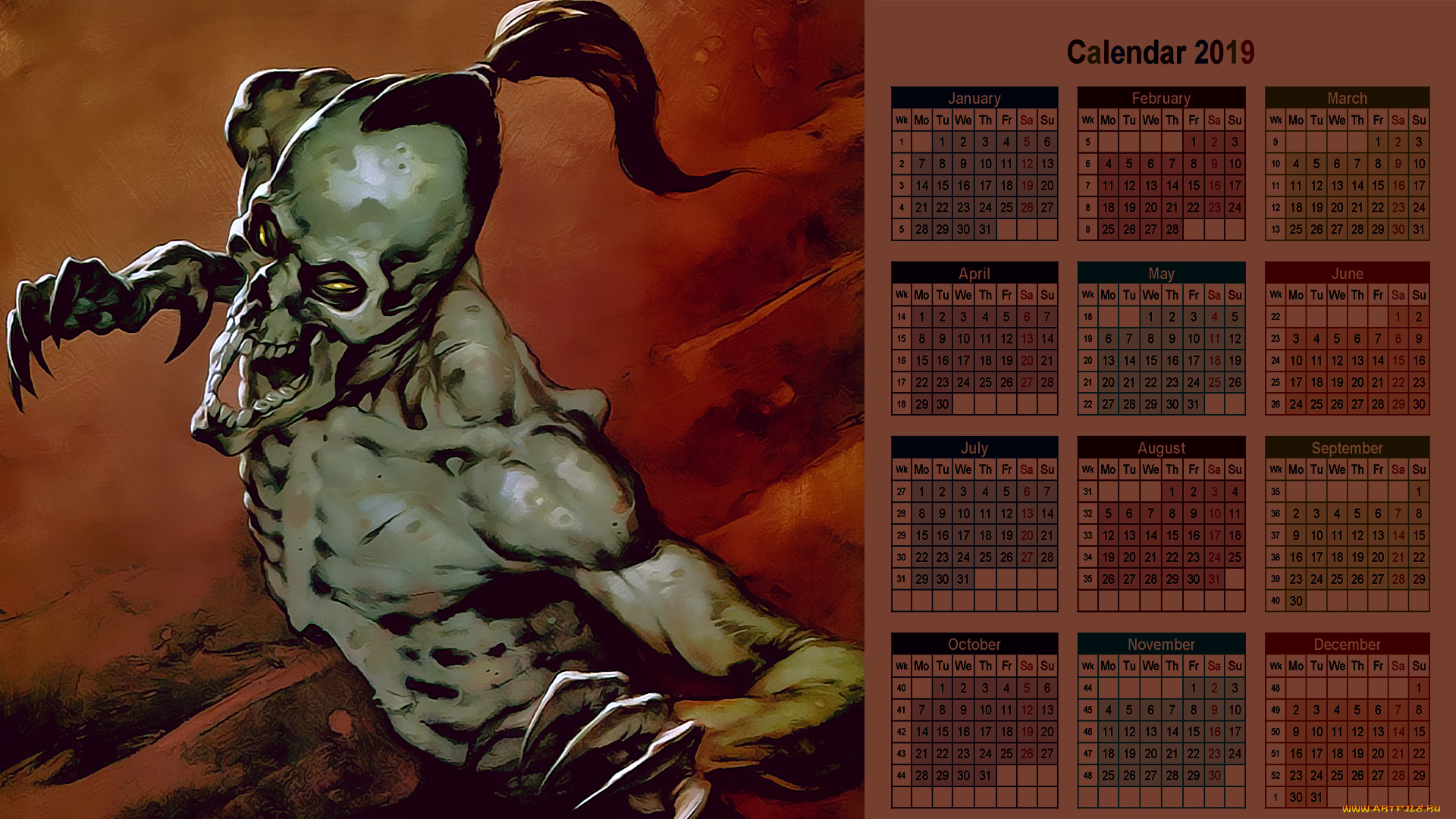 календари, фэнтези, существо