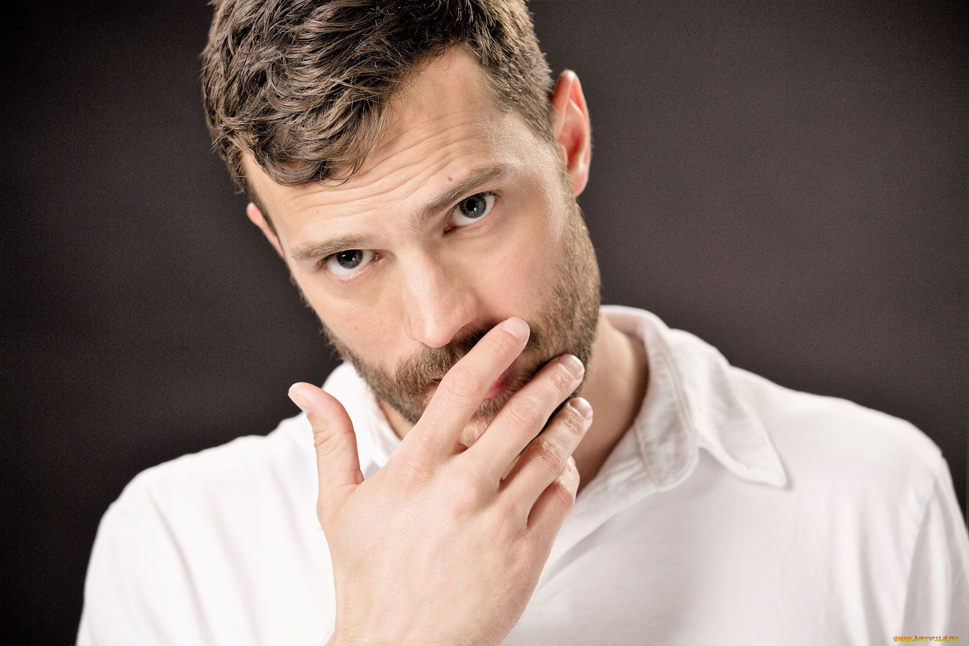 мужчины, jamie, dornan, актер, лицо, щетина, рубашка