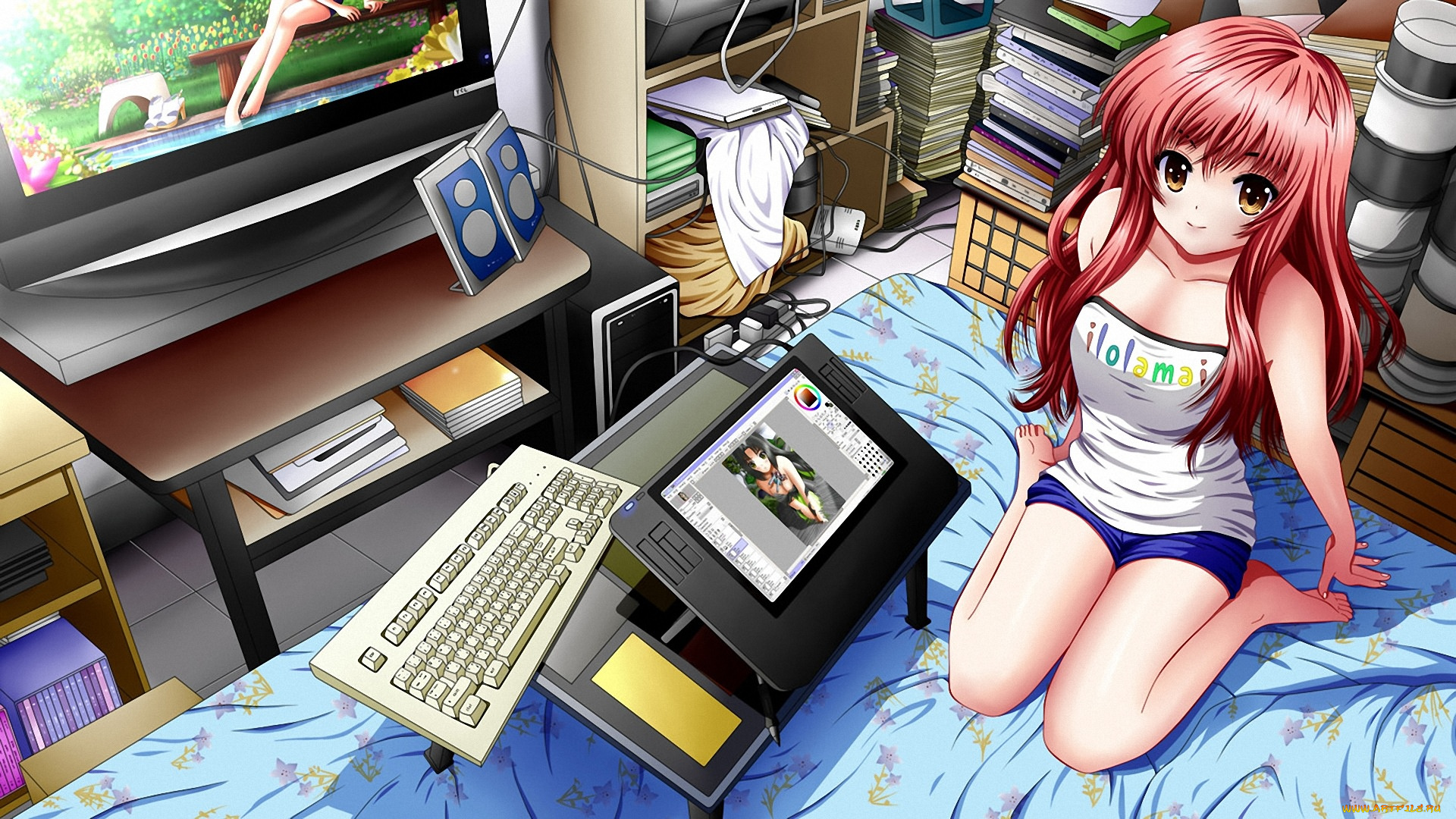 аниме, weapon, blood, technology, ноитбук, книги, девочка