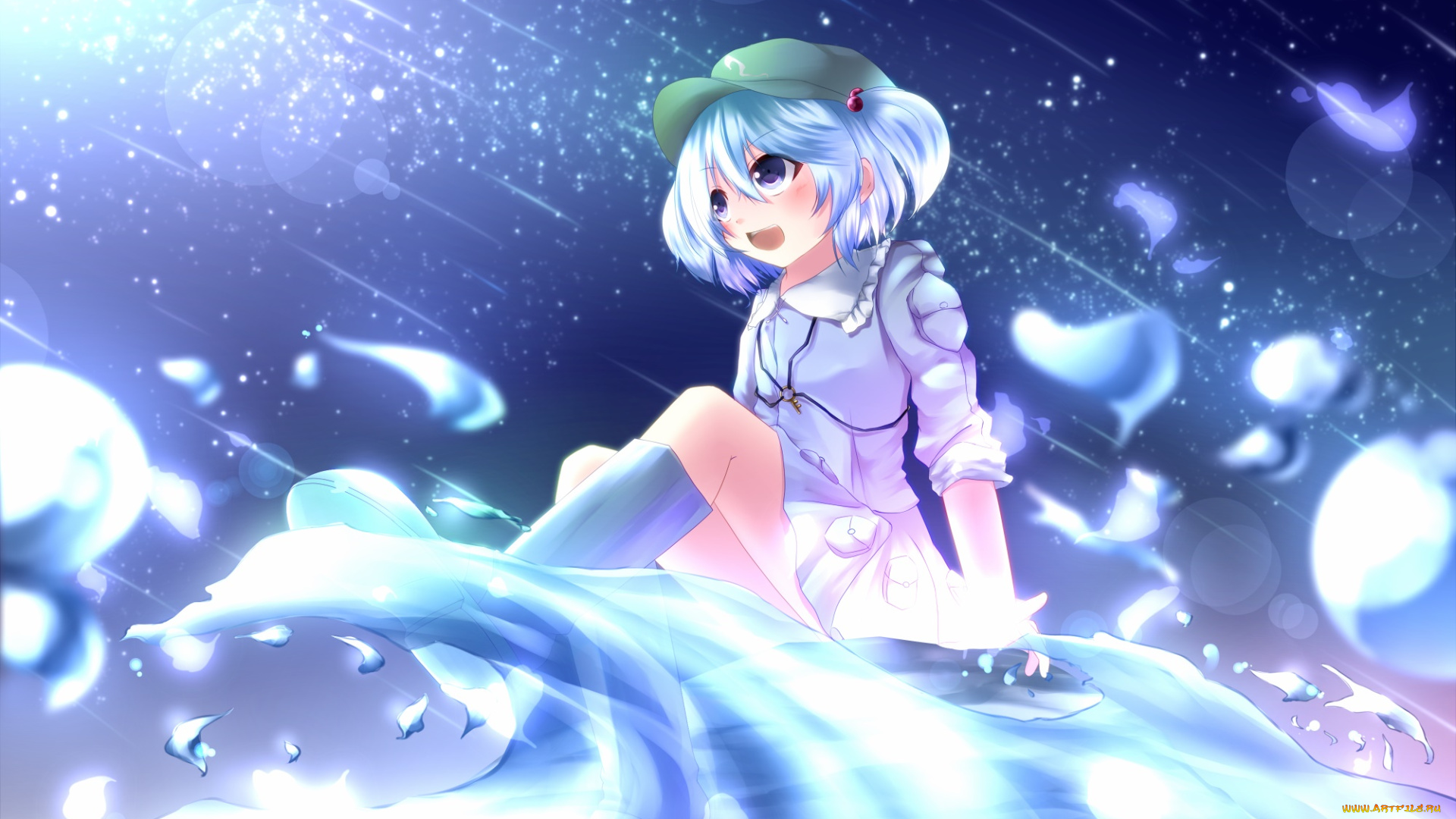 аниме, touhou, девушка, взгляд, фон