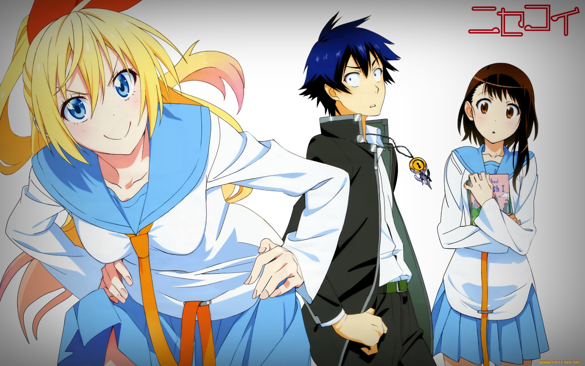 аниме, nisekoi, взгляд, фон, девушки