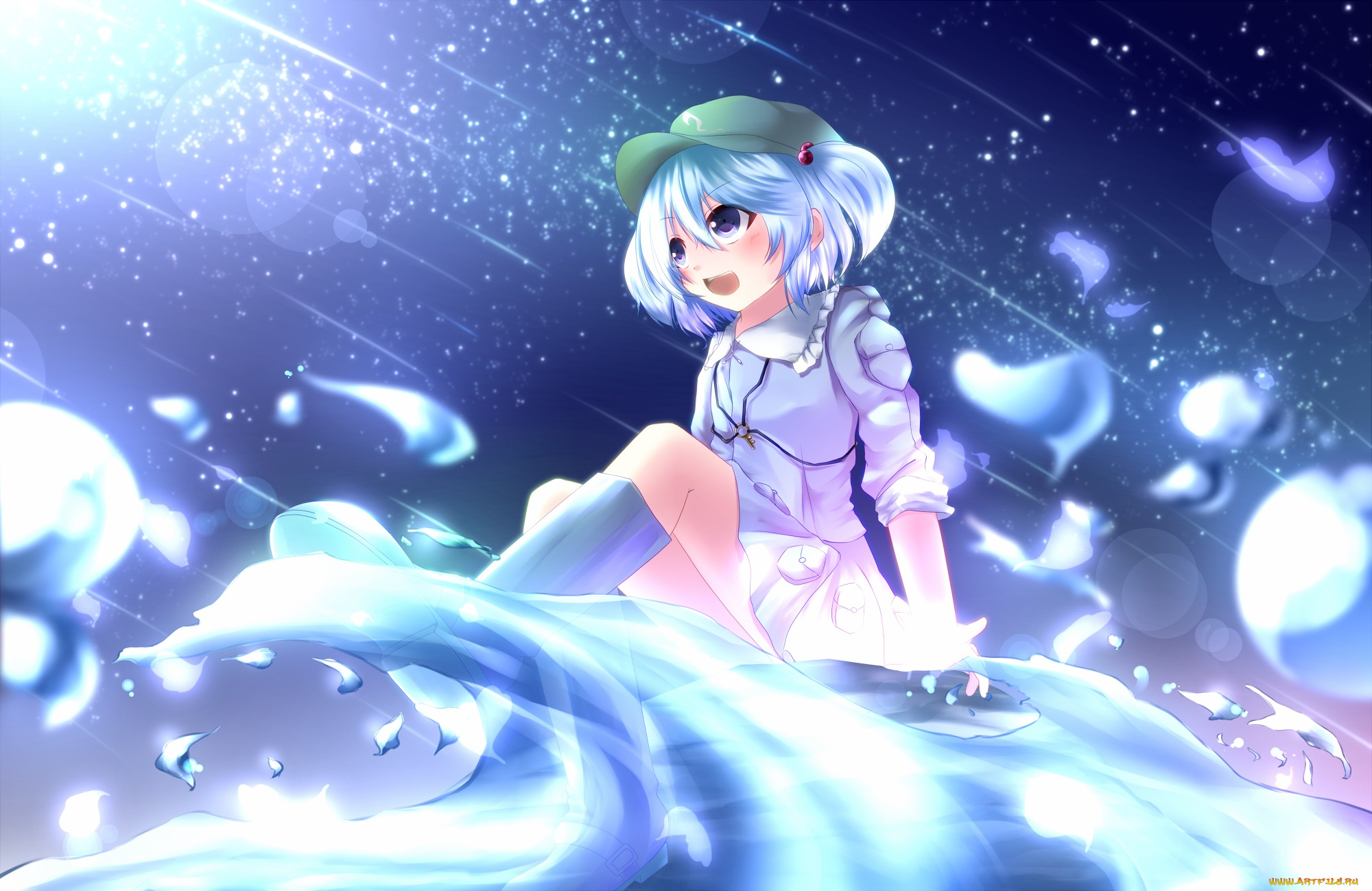 аниме, touhou, девушка, взгляд, фон