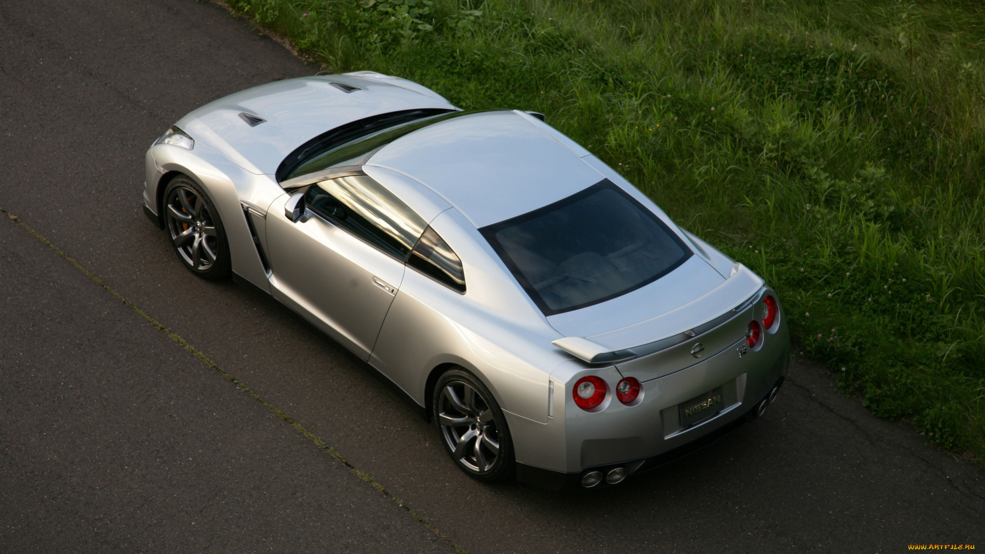 nissan, gt-r, автомобили, nissan, datsun, ниссан, серебристый, дорога, трава