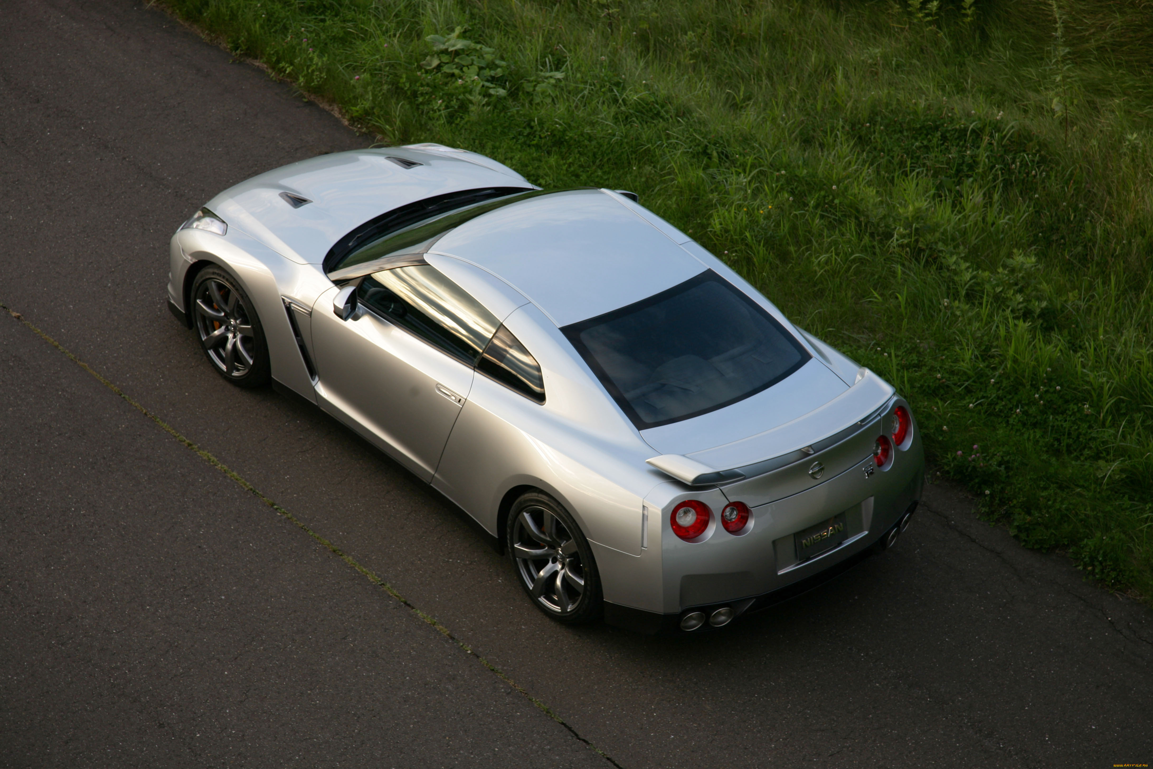 nissan, gt-r, автомобили, nissan, datsun, ниссан, серебристый, дорога, трава